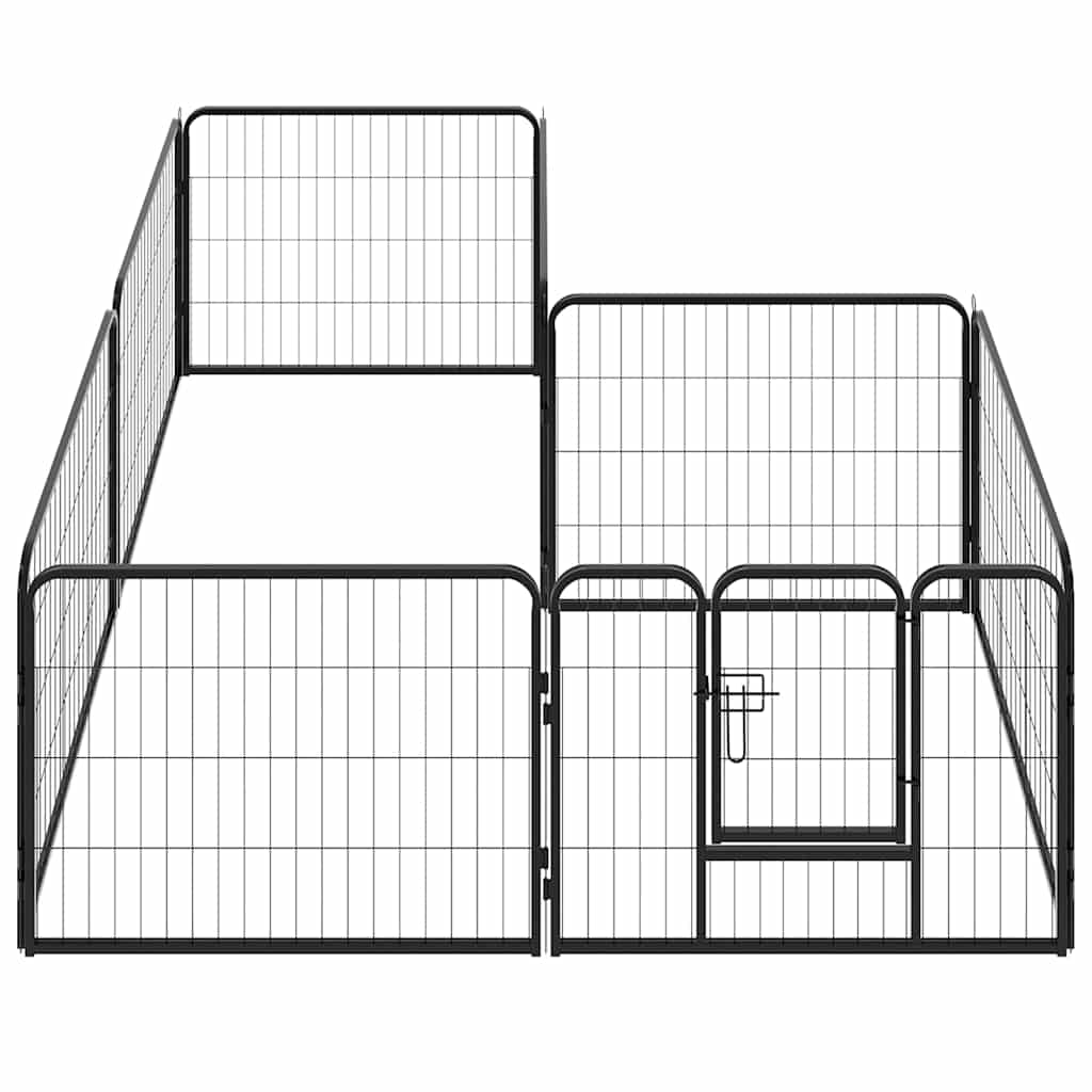 Corral Para Perros 8 Paneles De Acero 60x80 Cm Negro_2