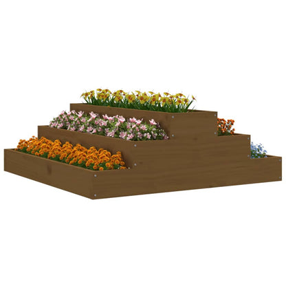 Jardinera De Madera Maciza De Pino Marrón Miel 80x80x27 Cm_2
