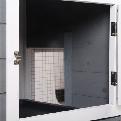 Pawhut Conejera De Madera Exterior Con Techo Asfáltico 157,4x53x93,5cm Gris_3