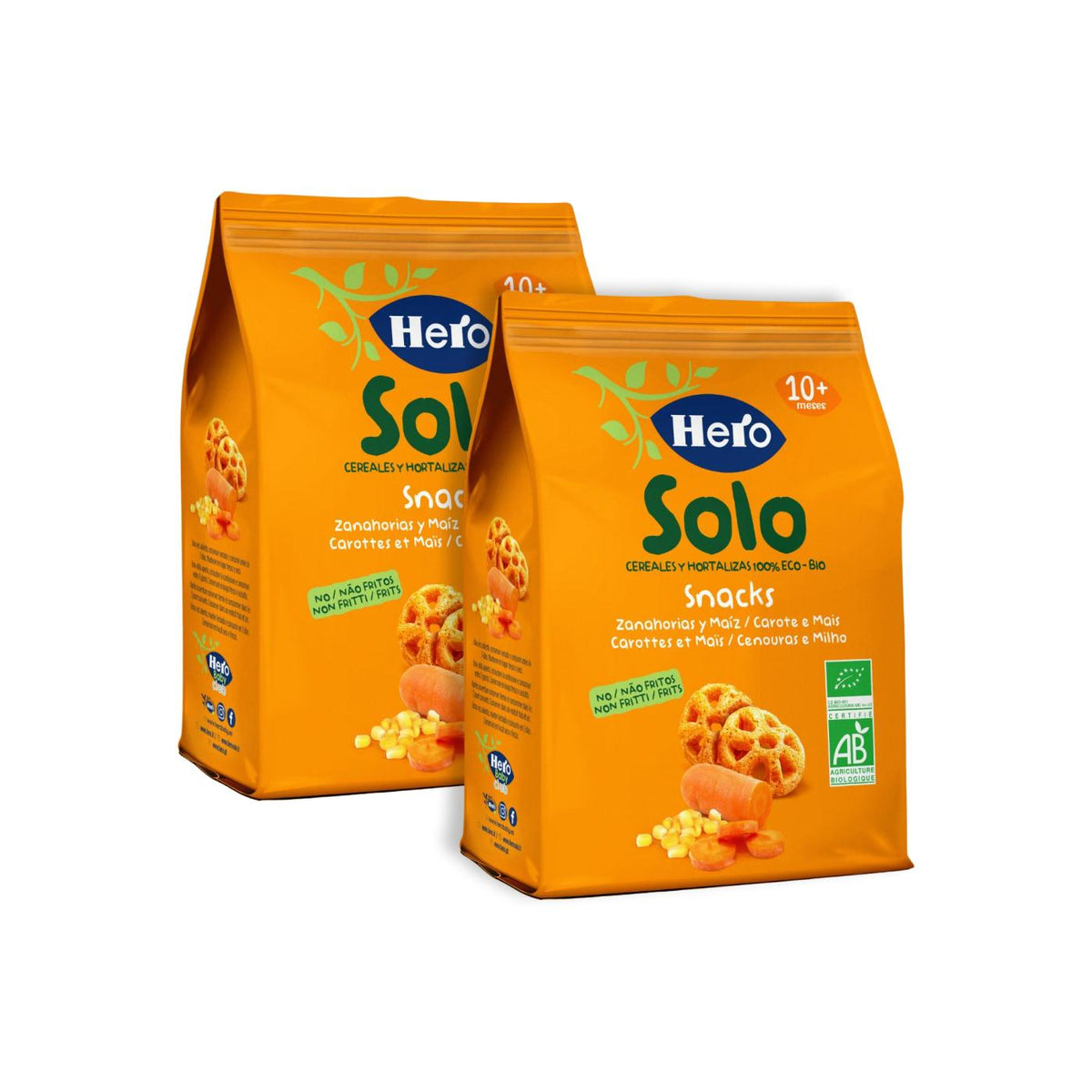 pack promo 2x Snacks de Zanahorias y Maíz Eco 40 g-Hero Solo