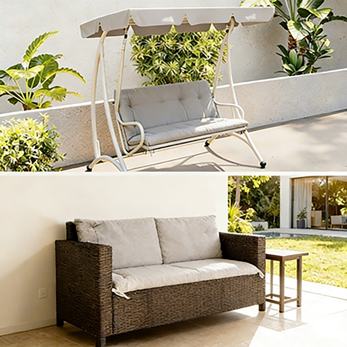Outsunny Cojín Para Banco De Jardín De 3 Plazas Con Respaldo 150x98x8 Cm Gris_3