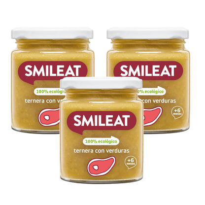 PROMO 3x Tarrito BIO ternera y verduras +6 meses Smileat 230g