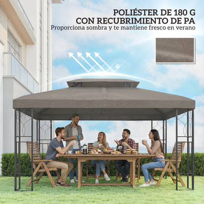 Techo De Repuesto Outsunny Poliéster Marrón 400x300 Cm_5