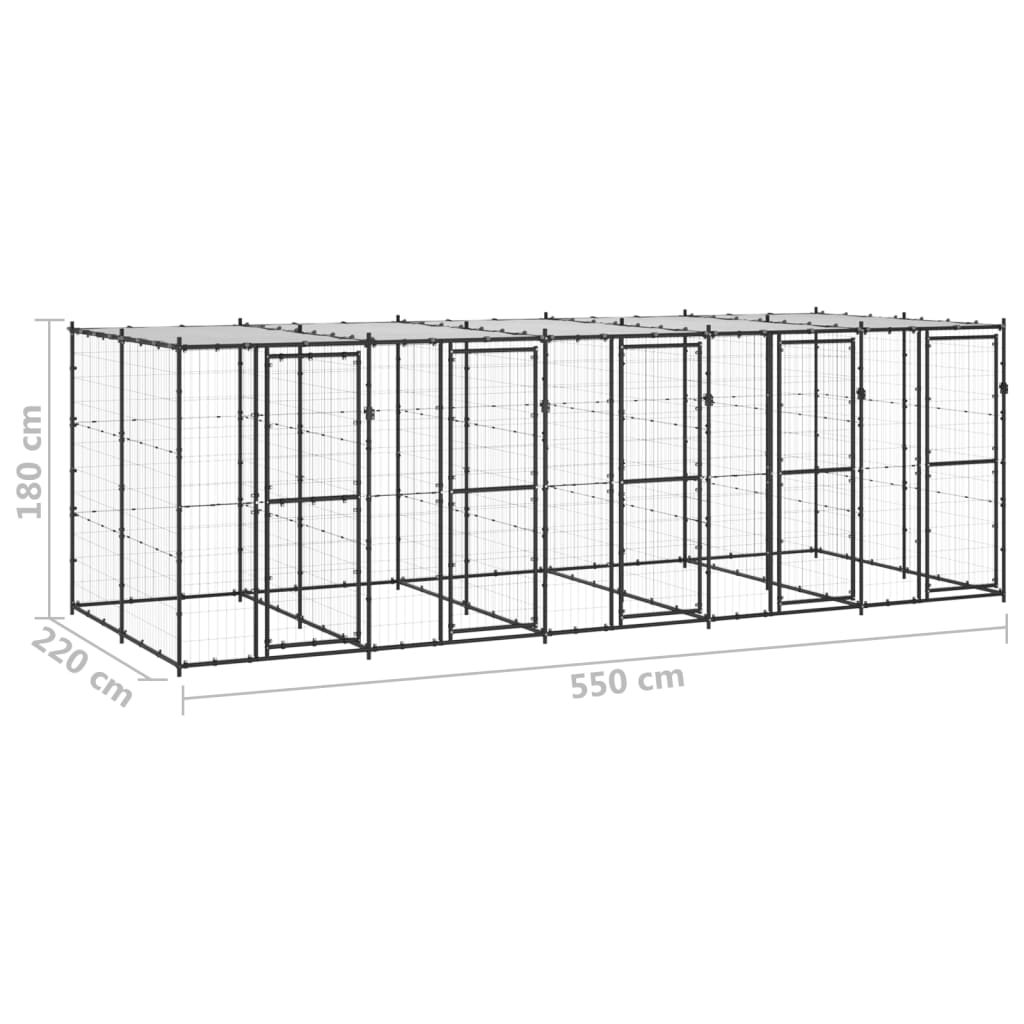 Perrera De Exterior De Acero Con Techo 12,1 M²_5