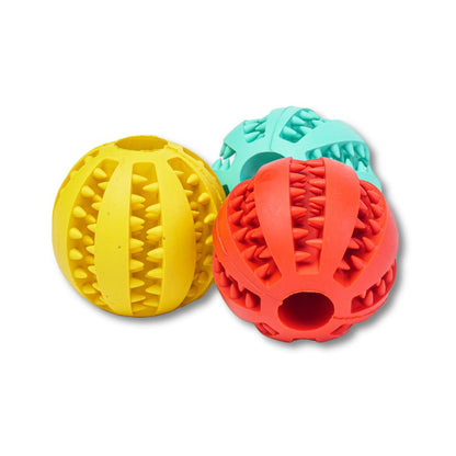 3 Pelotas Para Perro Dental De 5cm En Colores Surtidos, Con Estrias Y Hueco Interior Para Premios_1