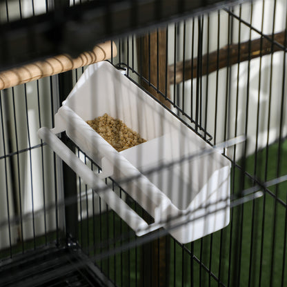 Pawhut Jaula Para Pájaros De 2 Niveles Con Ruedas Bandejas Extraíbles Negro_3