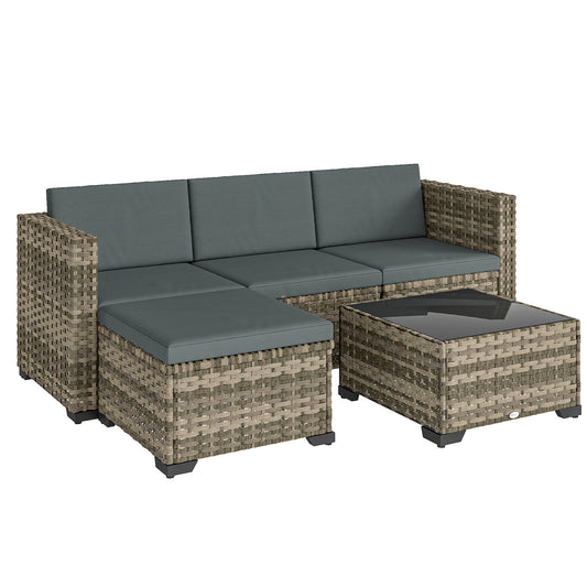 Conjunto De Jardín Outsunny Acero, Pe Gris Oscuro 188x120x61 Cm_0