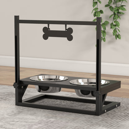 Pawhut Comedero Elevado Para Perros Con 2 Tazones 40,5x22x39 Cm Negro_3