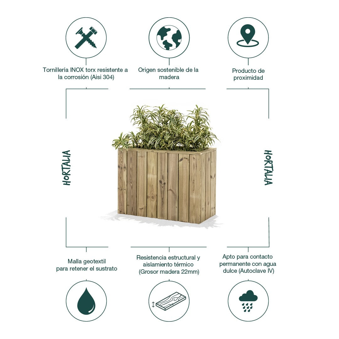 Jardinera De Madera Para Exterior Atrium Hortalia 80x34x60 Cm_2