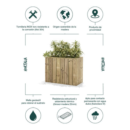 Jardinera De Madera Para Exterior Atrium Hortalia 80x34x60 Cm_2