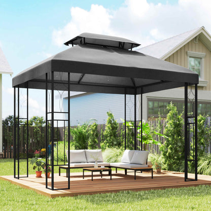 Outsunny Techo De Repuesto Para Cenador 4x3 M Techo Doble Anti-uv Gris Oscuro_1