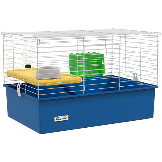 Jaula Animales Pequeños Pawhut Metal, Pp Azul Y Blanco 71x46x47 Cm D51-157v01bu_0