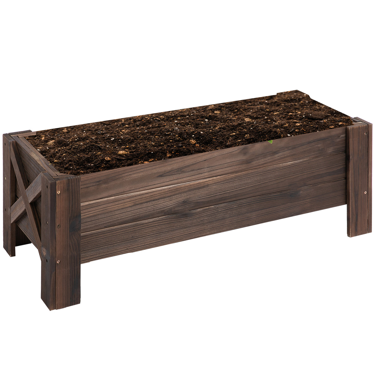 Outsunny Jardinera De Madera Arriate Rectangular Para Flores Y Plantas_0