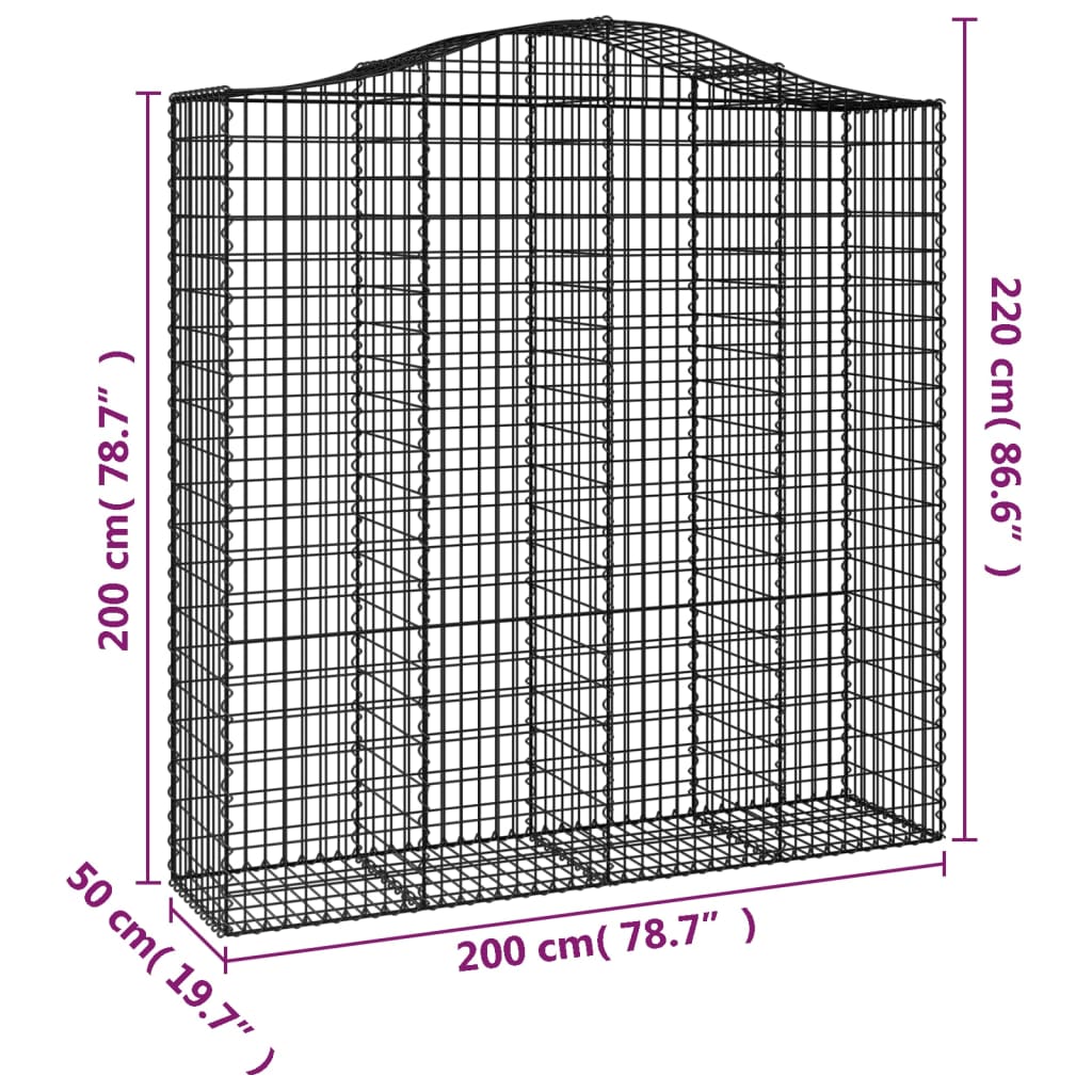 Cestas De Gaviones 2 Uds Forma De Arco Hierro 200x50x200/220 Cm_5
