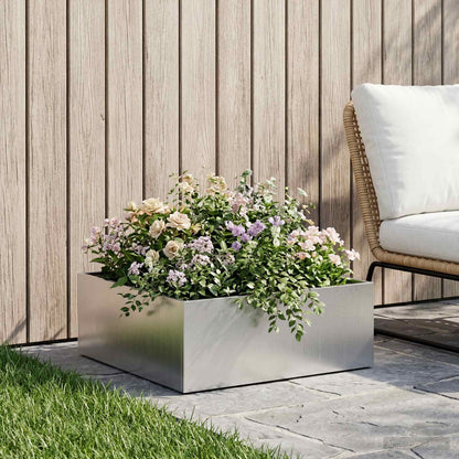 Macetero De Jardín Plateado 60 X 60 X 20 Cm Acero Inoxidable_1