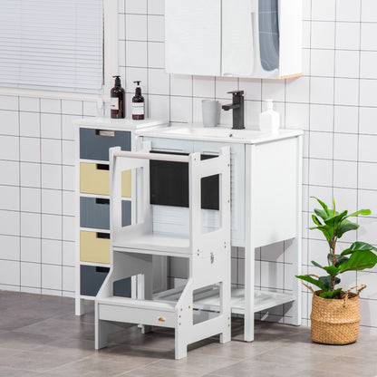 Homcom Torre De Aprendizaje 2 En 1 Con Pizarra 42x44x86 Cm Gris_1