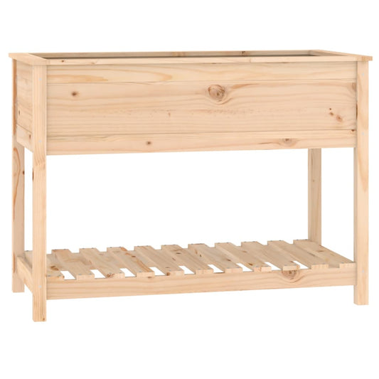 Jardinera Con Estante De Madera Maciza De Pino 111,5x54x81 Cm_0