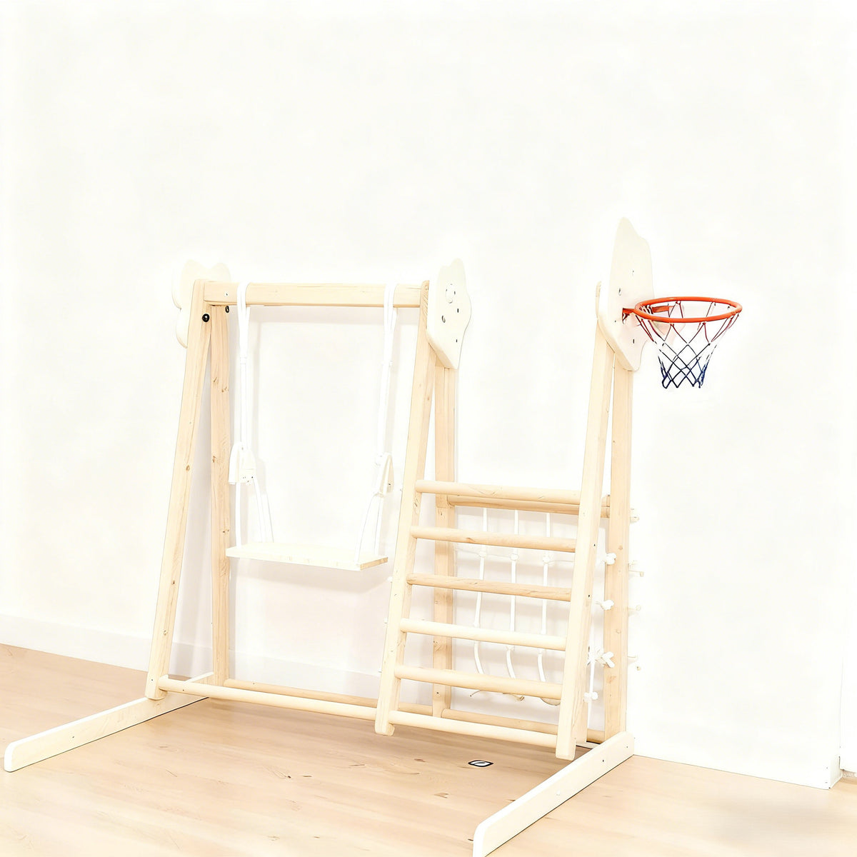 Aiyaplay Tobogán Infantil 5 En 1 Estructura De Escalada De Madera Natural_3