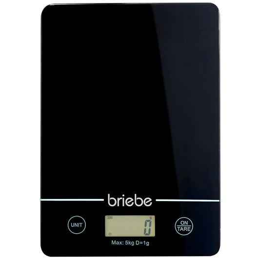 Báscula Cocina Digital Balanza Alta Precisión, Peso Comida Hasta 5kg Graduación 1g Función Tara, Briebe, Kw1163, Negro_0
