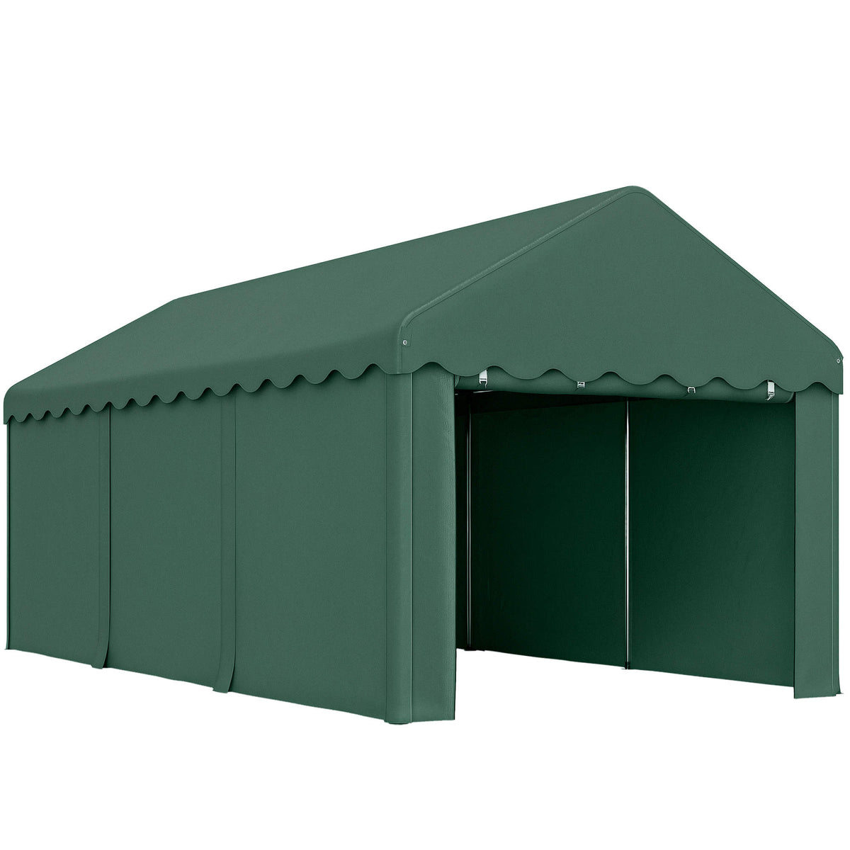 Outsunny Carpa Garaje 6x3 M Con Paredes Laterales Desmontables Verde_0