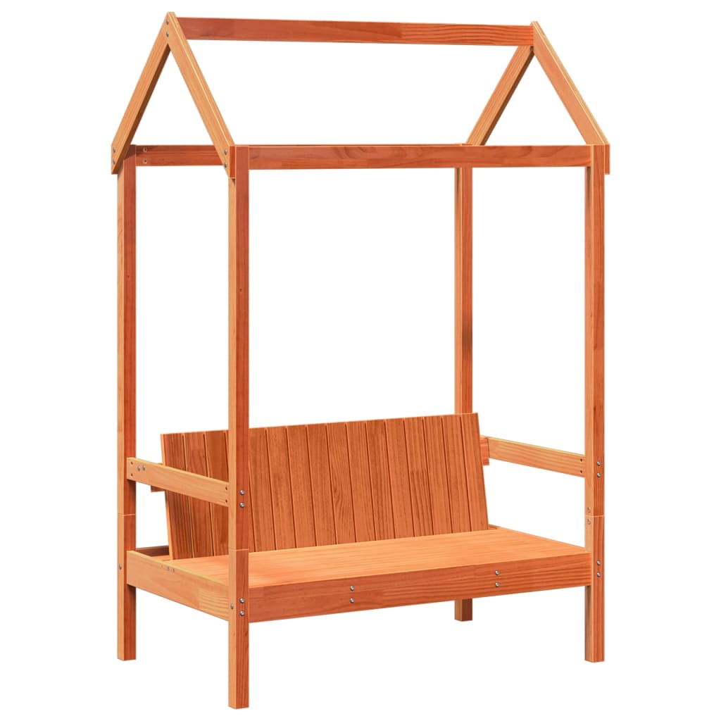 Set De Cama Y Banco Con Techo Madera De Pino Marrón 80x200 Cm_4