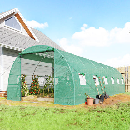 Outsunny Invernadero De Túnel 8x3x2 M Con 12 Ventanas Cubierta Pe Cultivo Verde_1