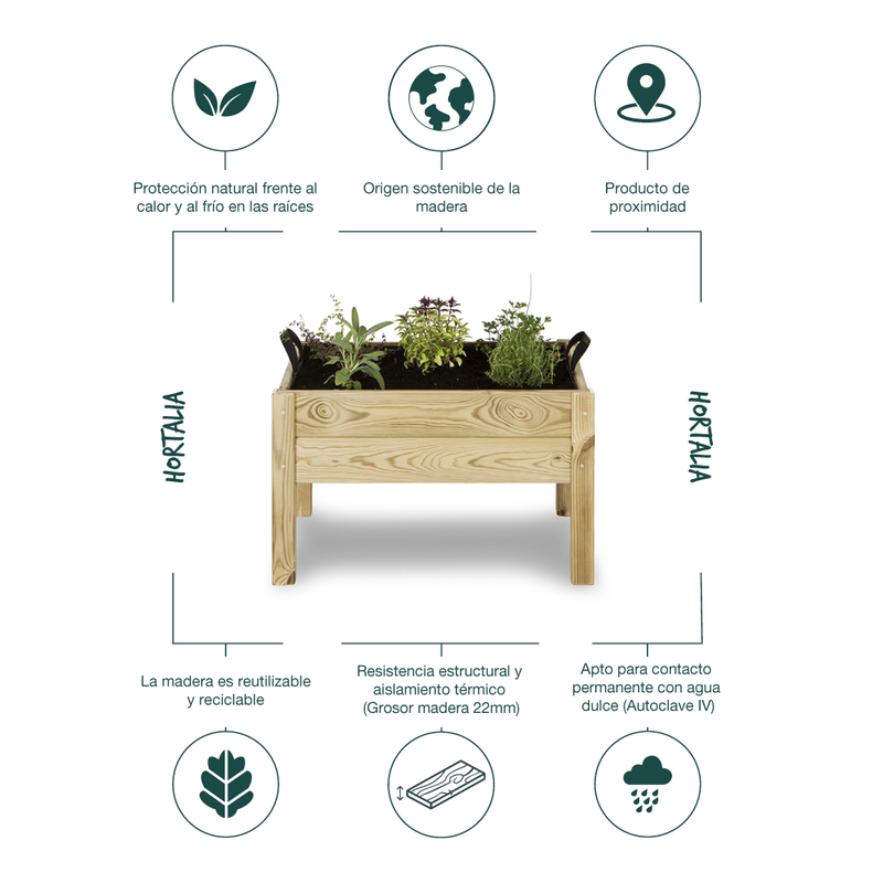 Huerto Urbano De Madera Kit Leo Hortalia 60x40x40 Cm_4