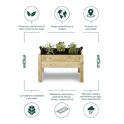 Huerto Urbano De Madera Kit Leo Hortalia 60x40x40 Cm_4