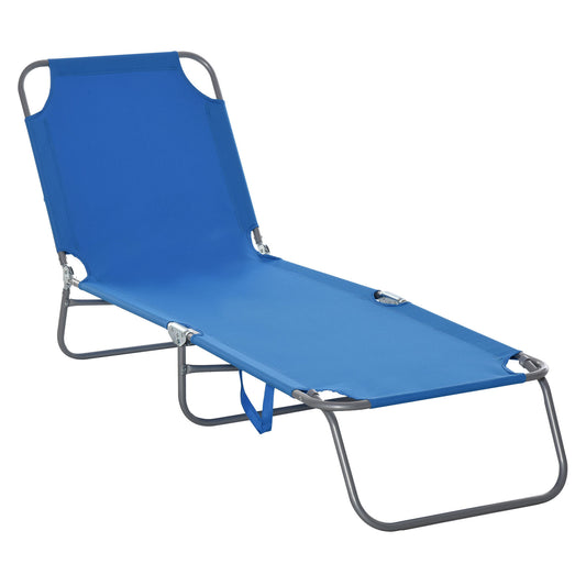 Tumbona Plegable Outsunny Metal, Tela Oxford Azul 187x55x24 Cm_0