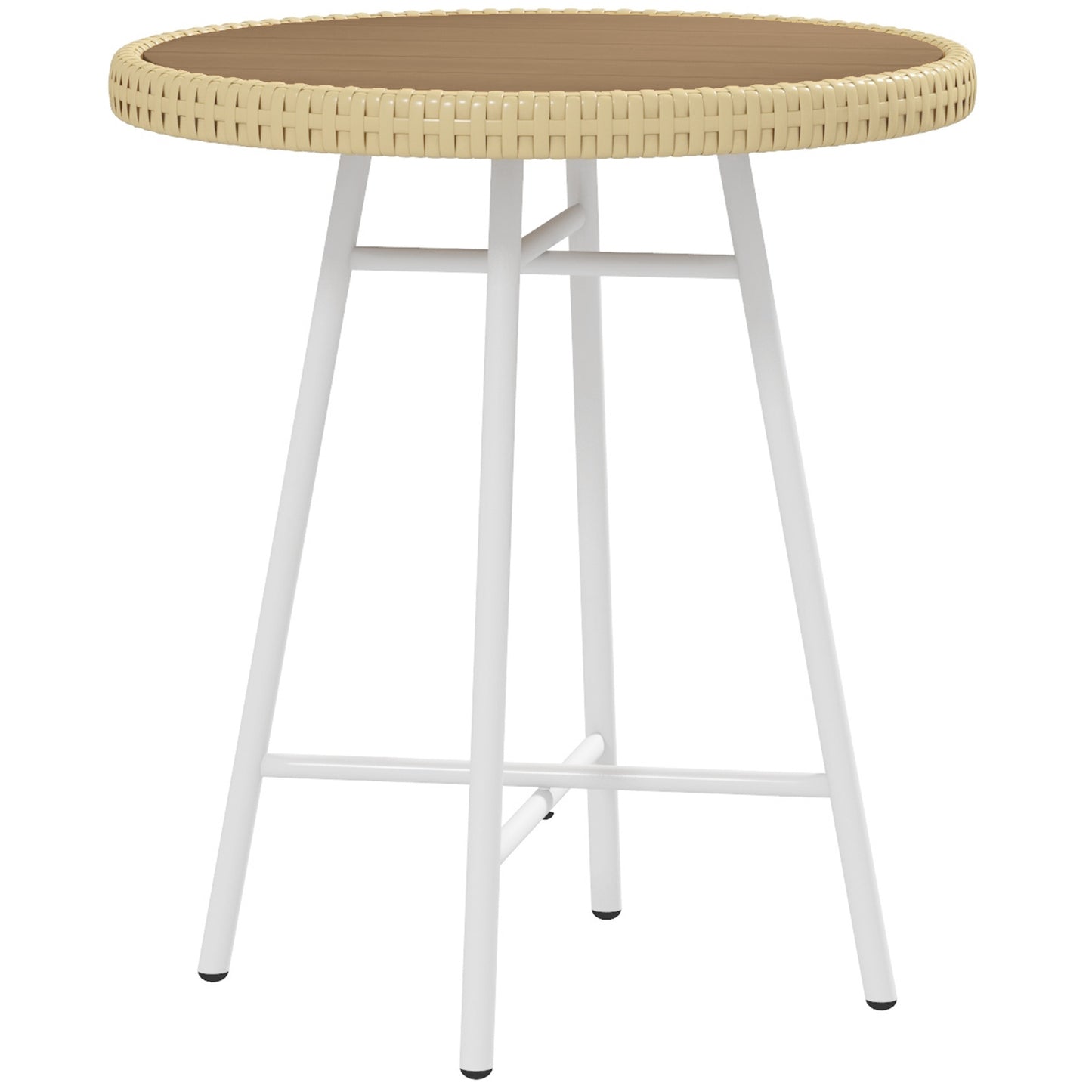 Outsunny Mesa Auxiliar De Ratán Sintético Carga 30 Kg 50x50x55 Cm Natural_0