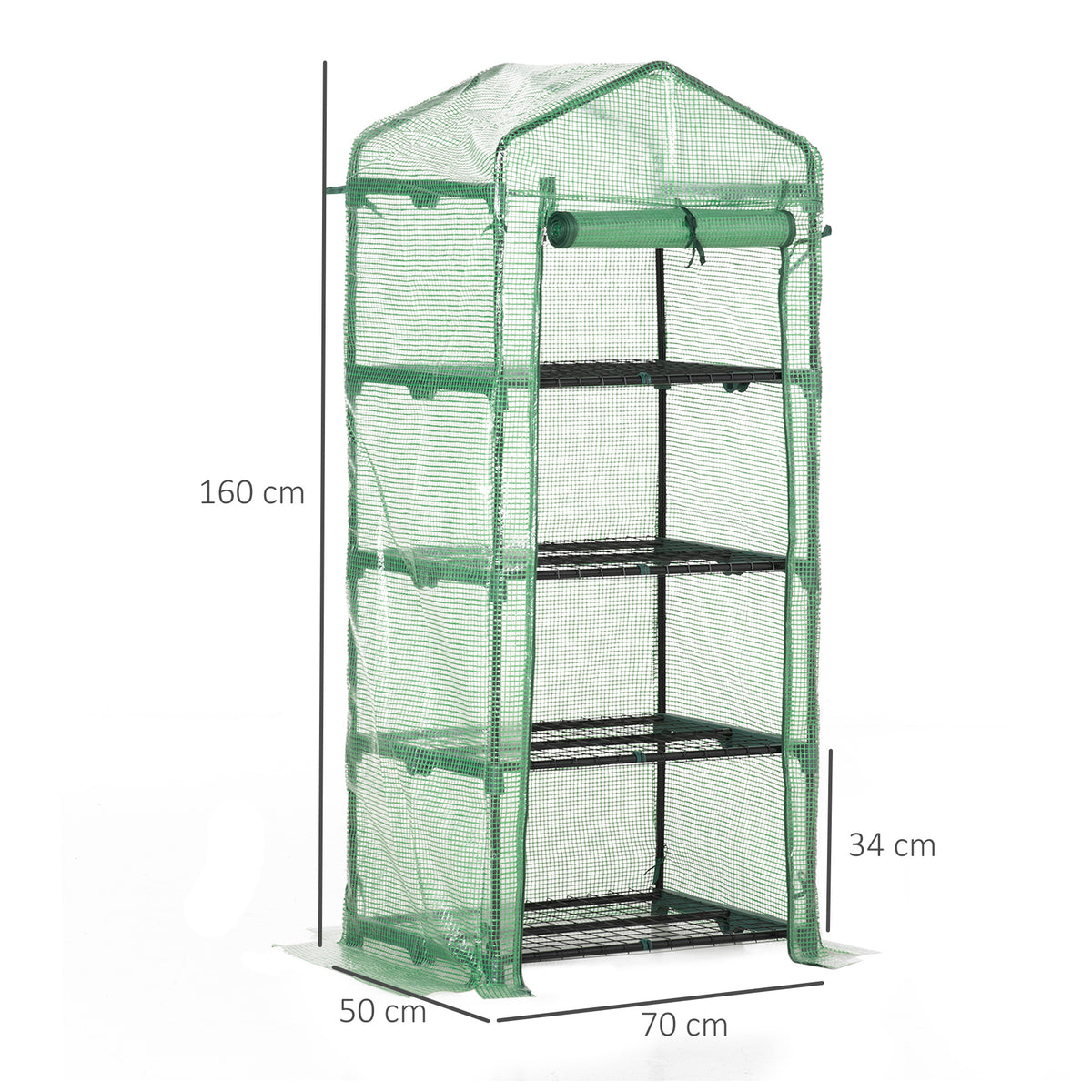 Outsunny Invernadero Jardín Con 4 Estantes Cubierta De Pe Cultivo Plantas Verde_2