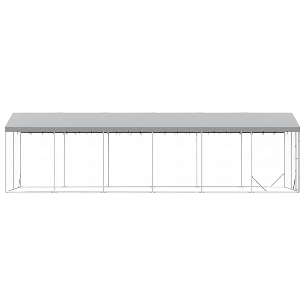 Perrera De Exterior Con Techo Acero Galvanizado Plata 3x9x2,5 M_4