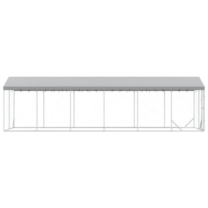 Perrera De Exterior Con Techo Acero Galvanizado Plata 3x9x2,5 M_4