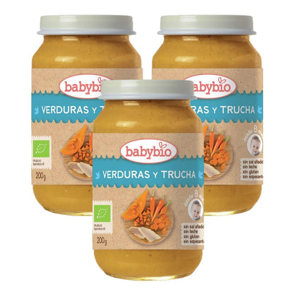 Pack 3 uds Tarrito Menu Tradicion Trucha, 200 g. Babybio