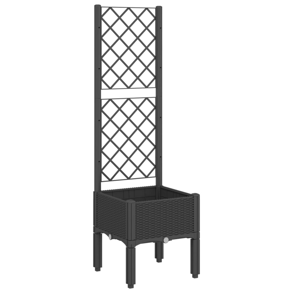 Jardinera Con Enrejado Pp Negro 40x40x142 Cm_0