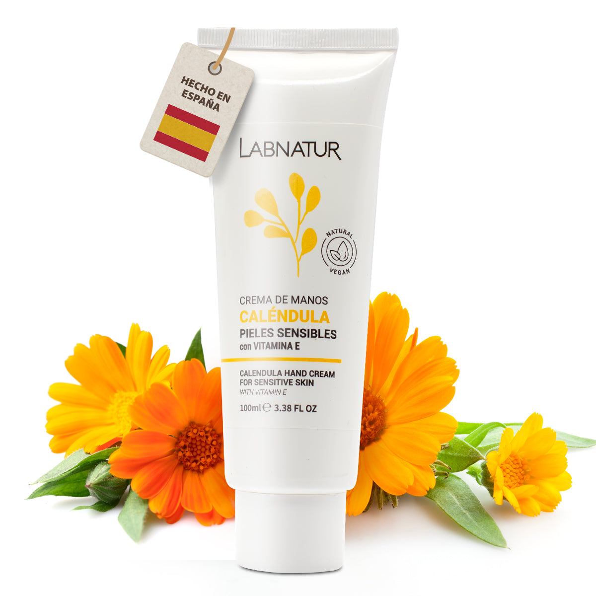Crema de Manos de Caléndula Labnatur 100 ml | Almendras Dulces, Camomila y Karité | Piel Sensible | Vegano_0