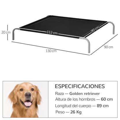 Pawhut Cama Elevada Perros Transpirable Para Interiores Y Exterior 130x90x20 Cm_2
