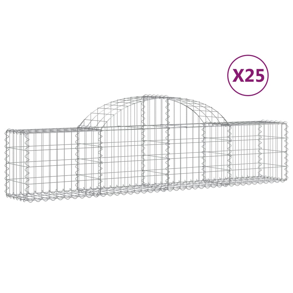 Cestas De Gaviones 25 Uds Forma De Arco Hierro 200x30x40/60 Cm_0