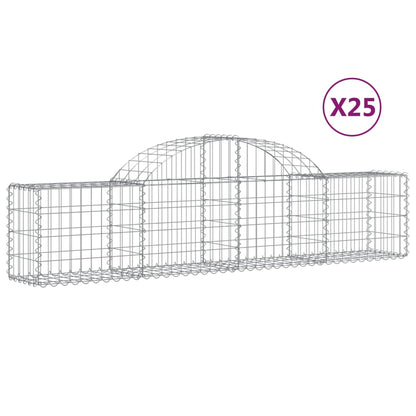 Cestas De Gaviones 25 Uds Forma De Arco Hierro 200x30x40/60 Cm_0