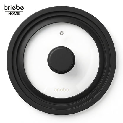 Briebe Totalid Tapa De Sartén Universal Con Borde De Silicona Y Cristal Templado, Multidiámetro 20-22-24 Cm_1