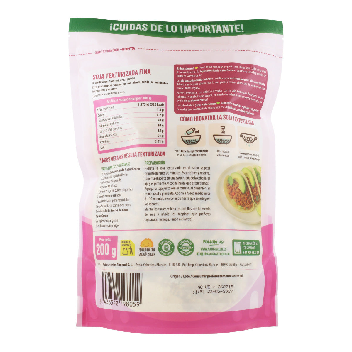 Soja Texturizada Grano Fino NaturGreen  200 g