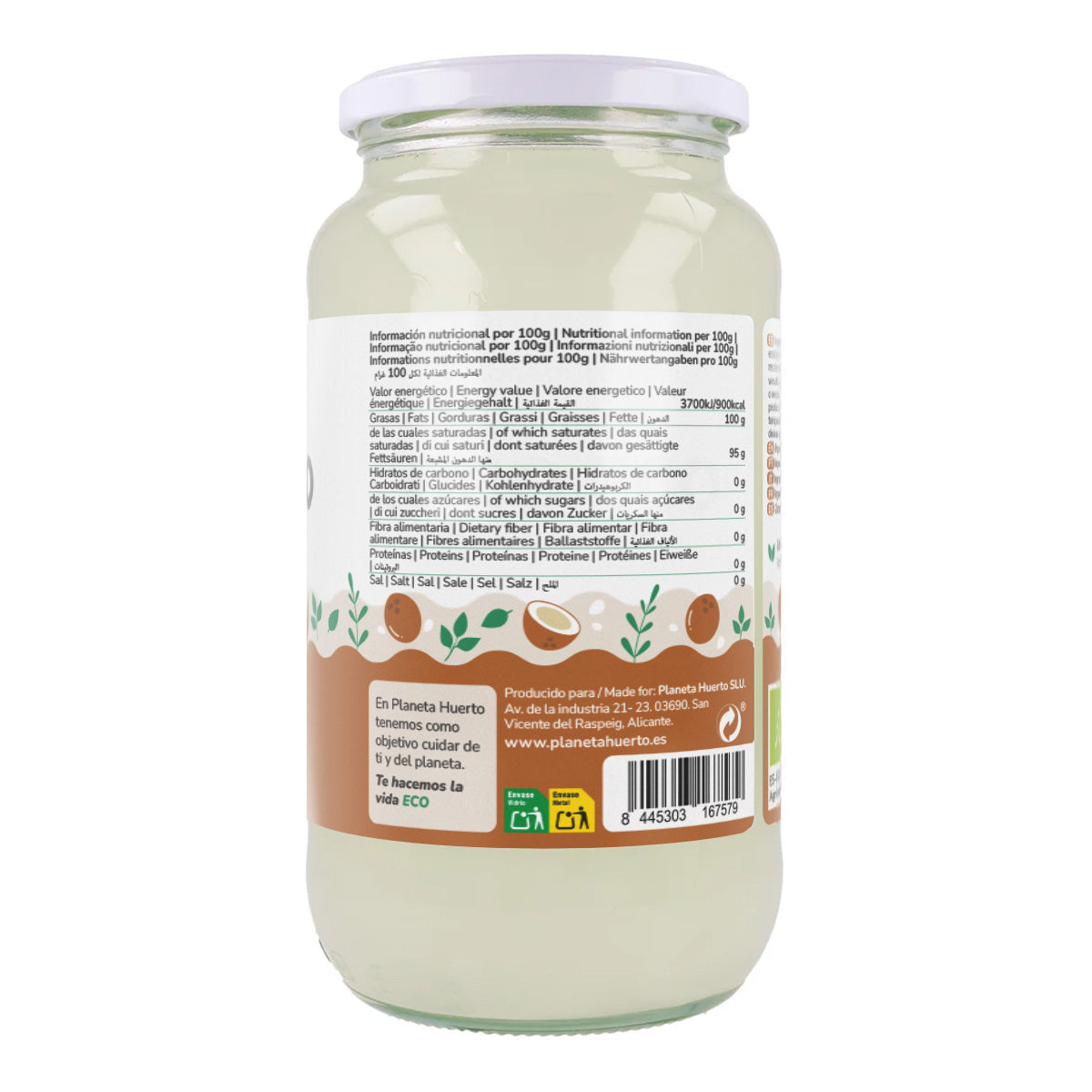 Pack 3x Aceite de coco ECO Planeta Huerto 860 ml