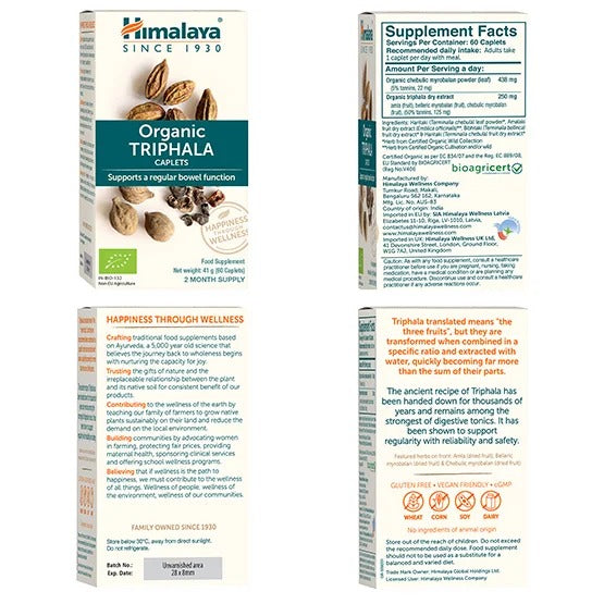 Triphala Organic, Himalaya, 60 cápsulas