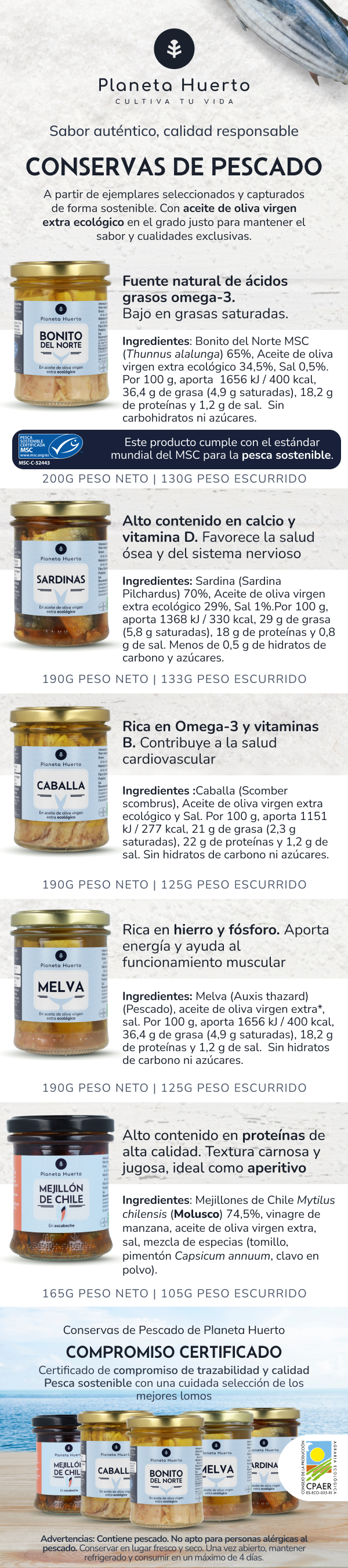 Caballa en aceite de oliva virgen extra ECO Planeta Huerto 190 g