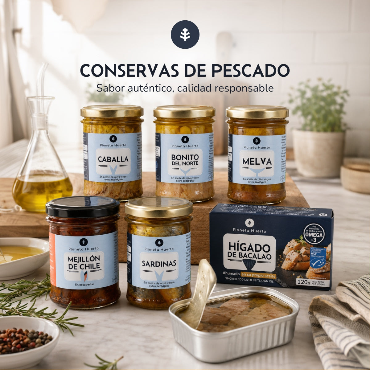 Hígado de bacalao MSC en su propio aceite pesca sostenible Planeta Huerto 120 g