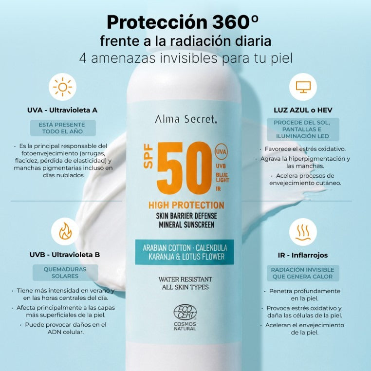 Crema protectora solar SPF 50 Alma Secret  200 ml