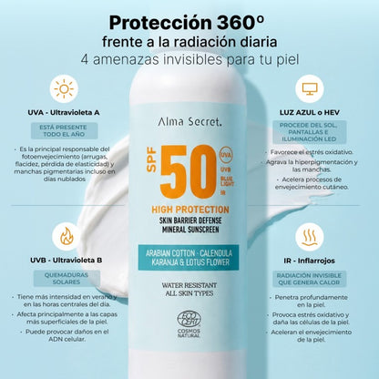 Crema protectora solar SPF 50 Alma Secret  200 ml