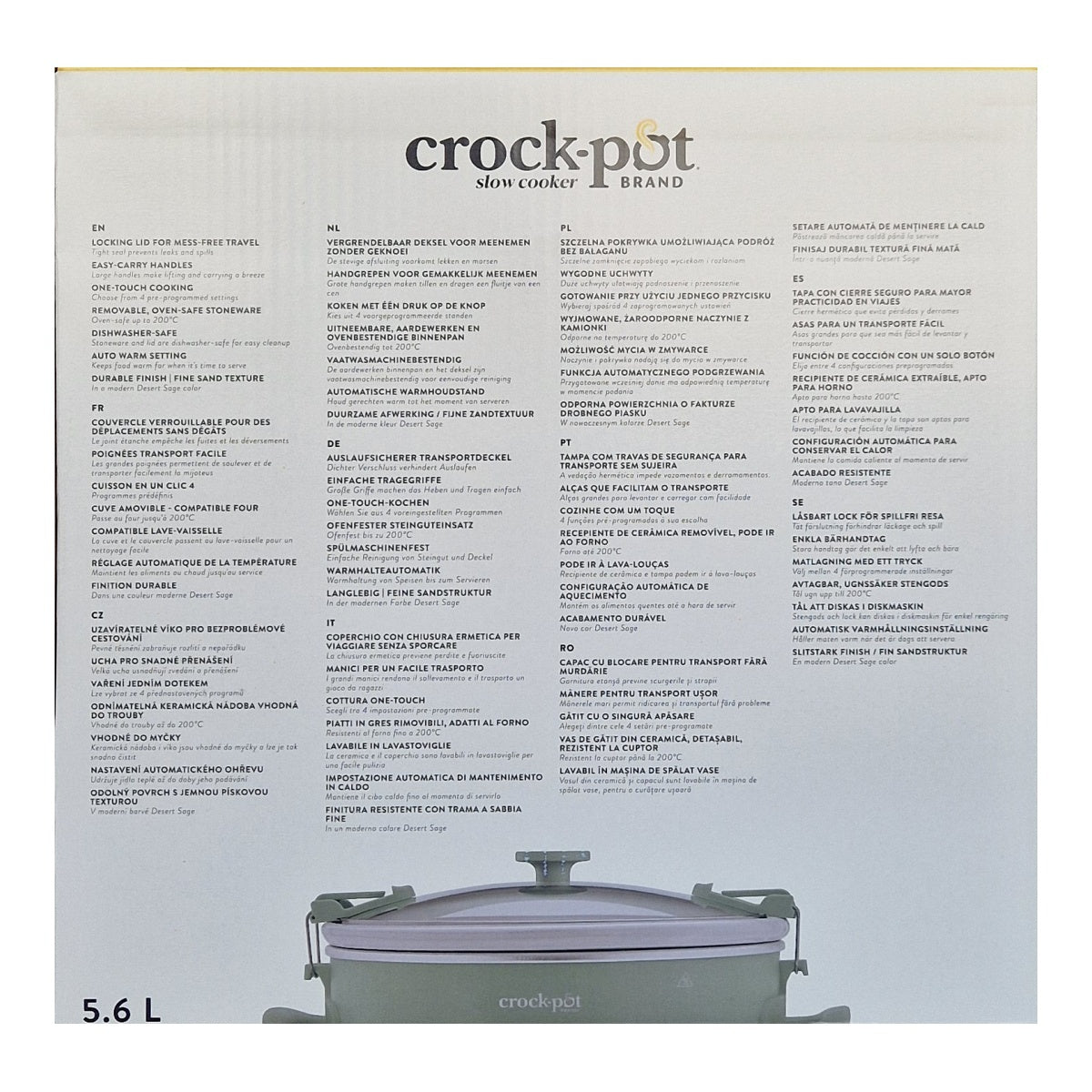 Crock-Pot Olla de Presión Lenta Digital 5,6L Cook & Carry 7+personas CSC124X