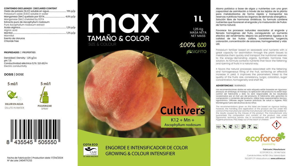 Cultivers Abono Engorde De 2x1 L. Fertilizante Estimulante Para Mejorar La Calidad Del Fruto Libre De Hormonas…_2