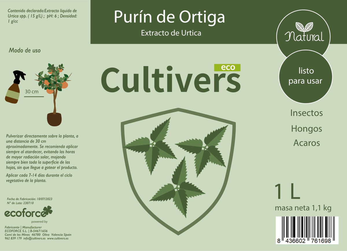 Cultivers Purín De Ortiga Ecológico De 500 Ml. Acción Insecticida, Fungicida, Acaricida Natural Para Plantas De…_1